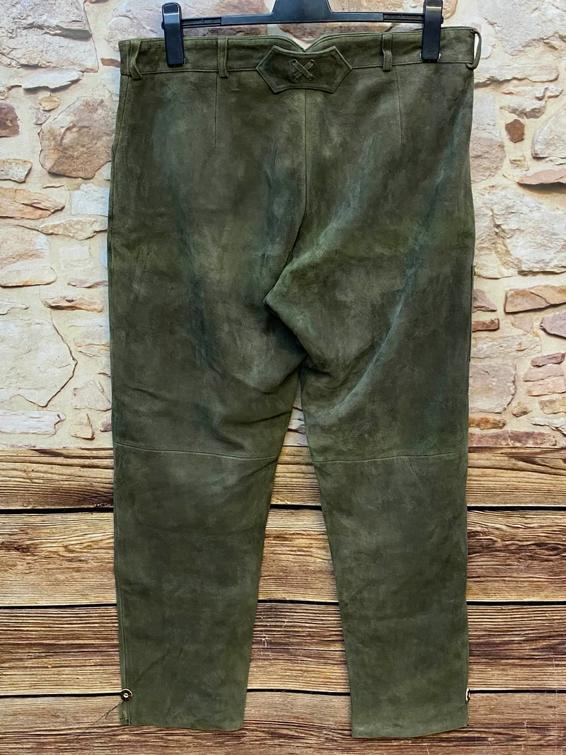 Lange Trachten Lederhose Herren Gr. 52 olivgrün Wildleder