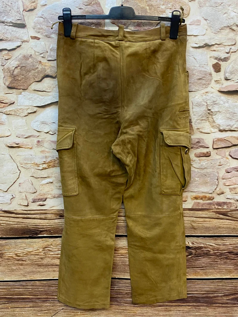 Lange Lederhose Trachtenhose Gr. 48 Echtleder olivbraun