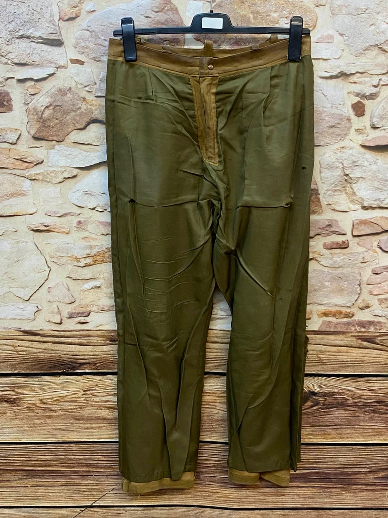 Lange Lederhose Trachtenhose Gr. 48 Echtleder olivbraun