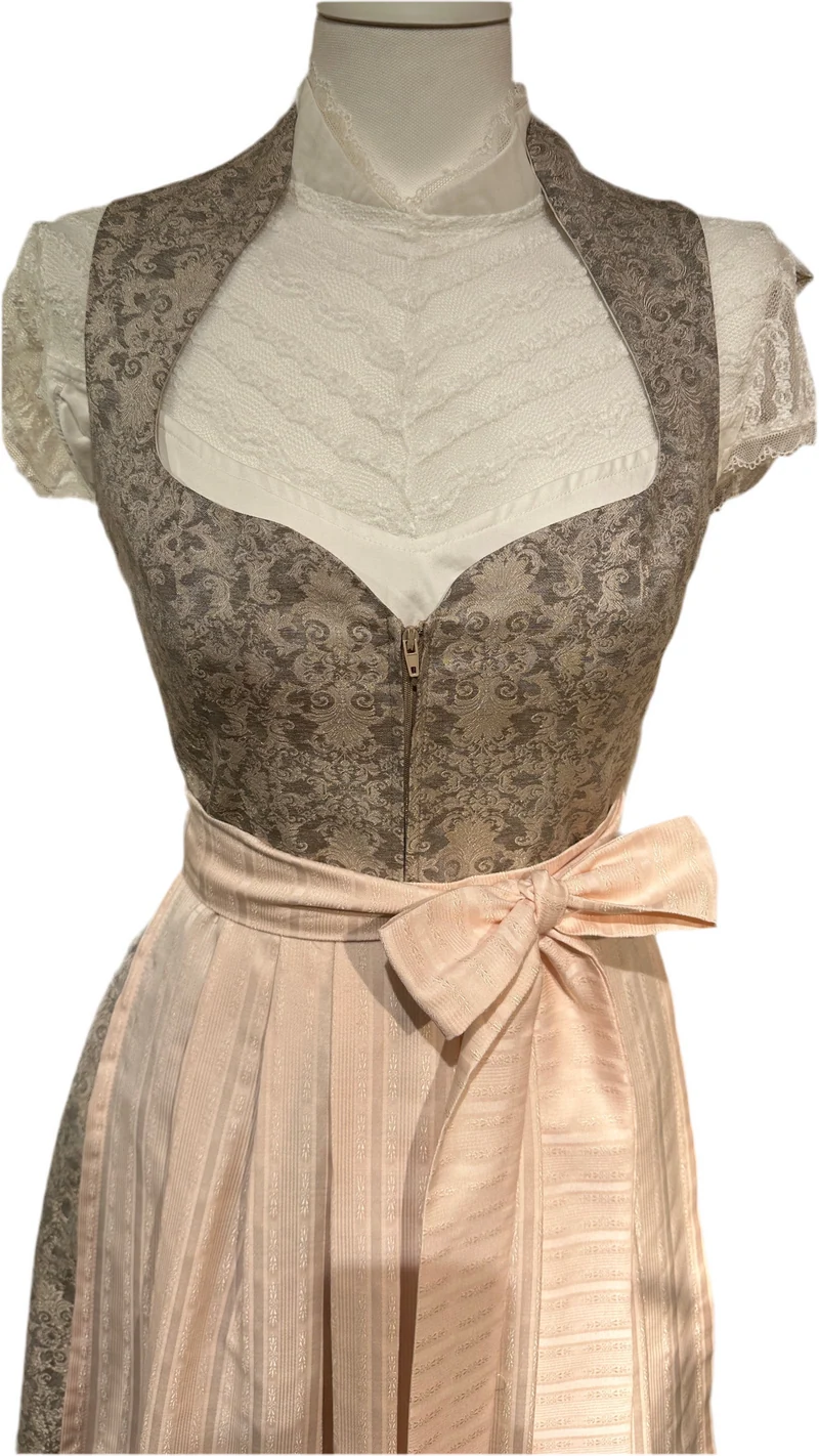Dirndl Goldstich grau/rose 70cm