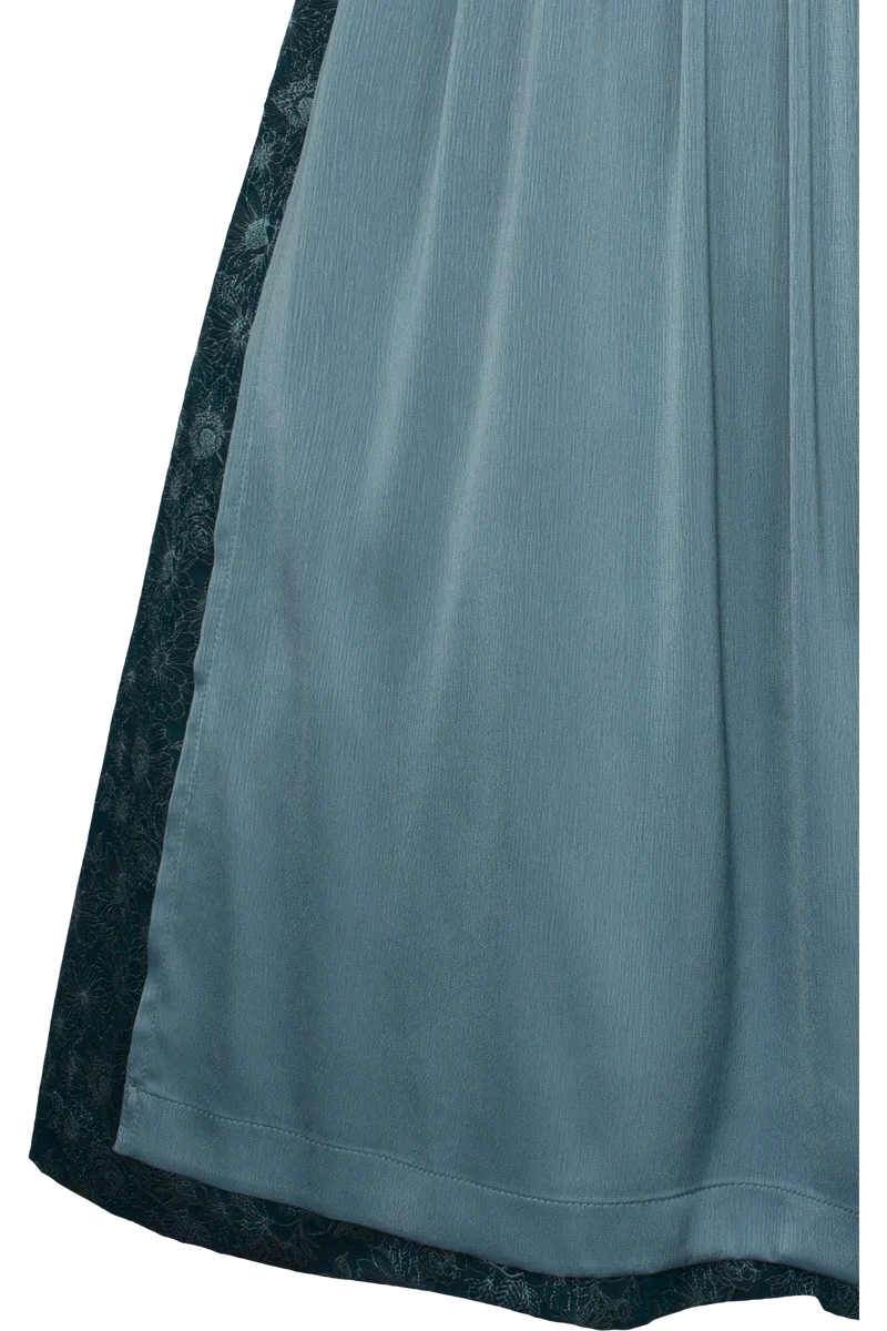 Midi-Dirndl monochrom in Bouclé-Optik - petrol