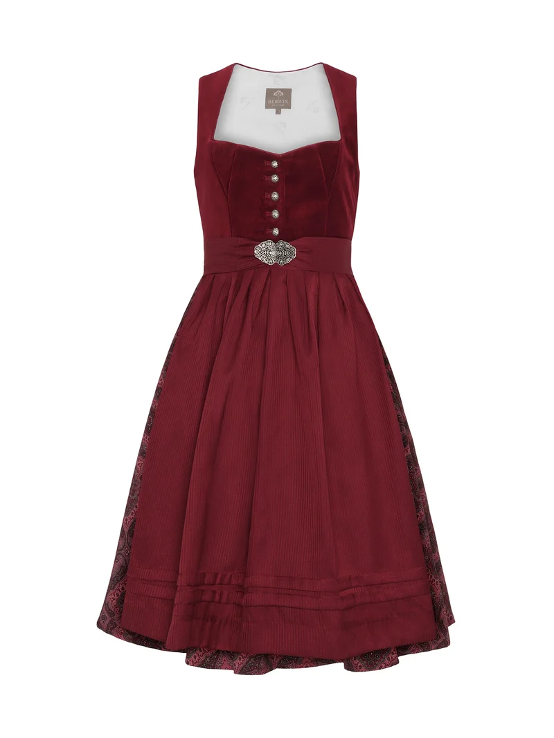 Dirndl mit Samt-Oberteil und bedrucktem Rock