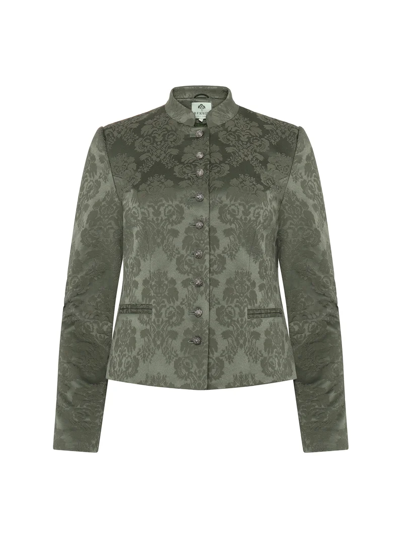Jacquard-Jacke mit Stehkragen und Schösschen