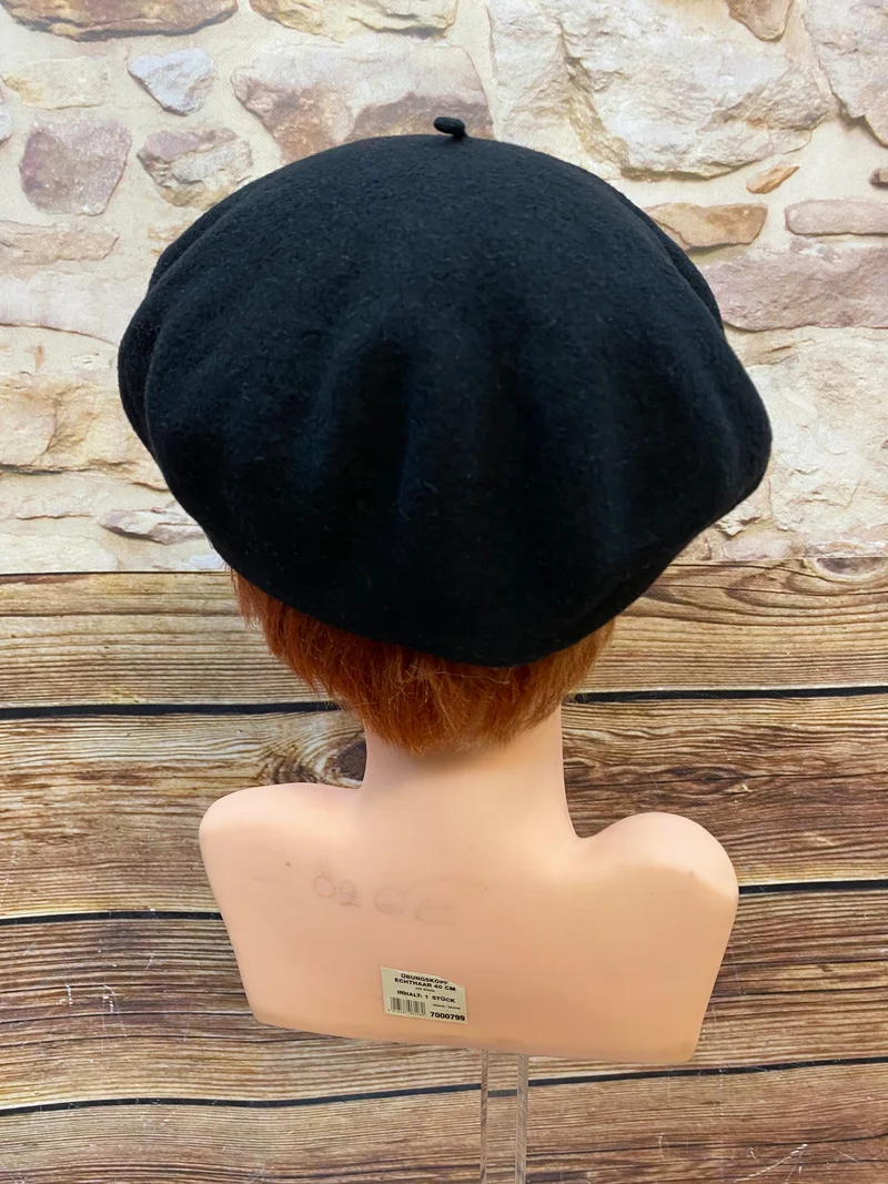 Vintage Damen-Barett schwarz Gr. 58