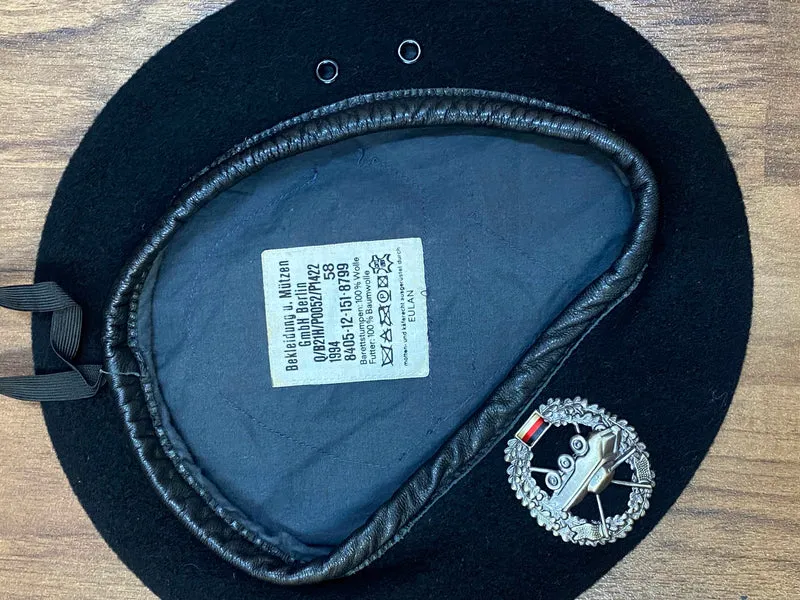 Vintage Uniform-Barett schwarz Gr. 58