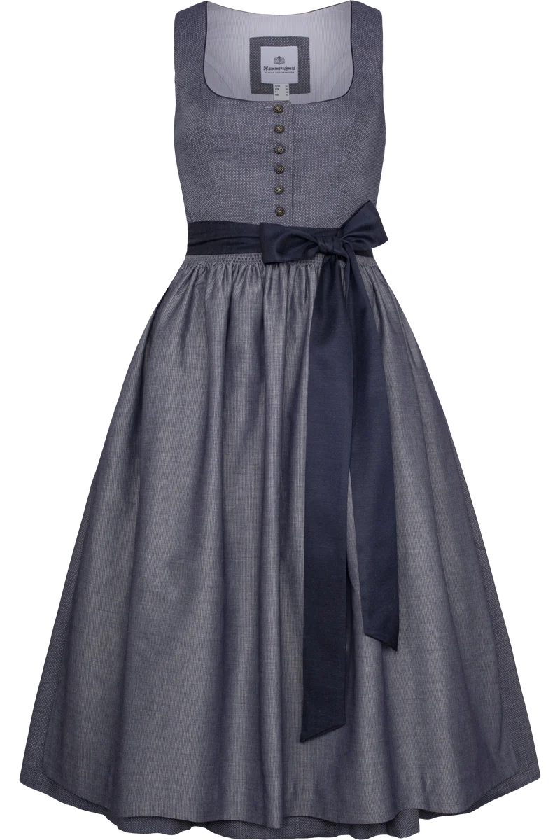 Langes Dirndl im Ton-in-Ton-Look - blau gemustert