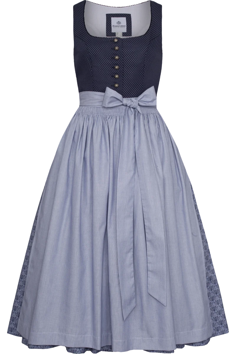 Baumwolldirndl lang mit rundem Ausschnitt - dunkelblau