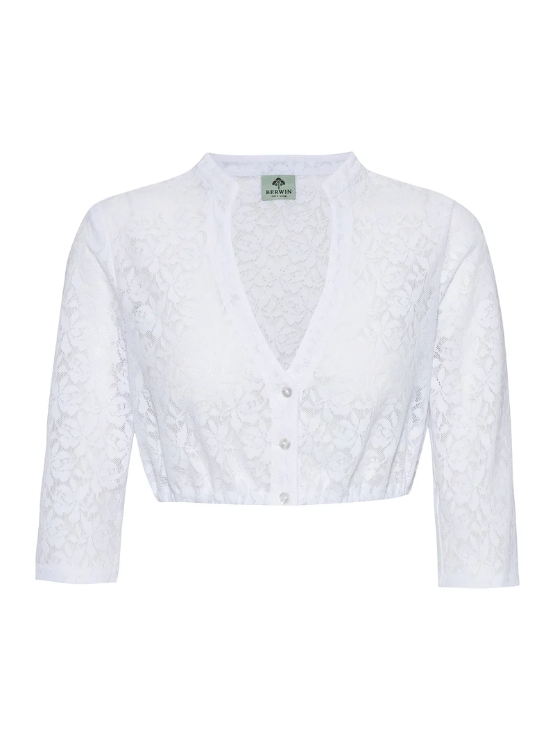 Spitzen-Dirndlbluse mit V-Ausschnitt & Stretch