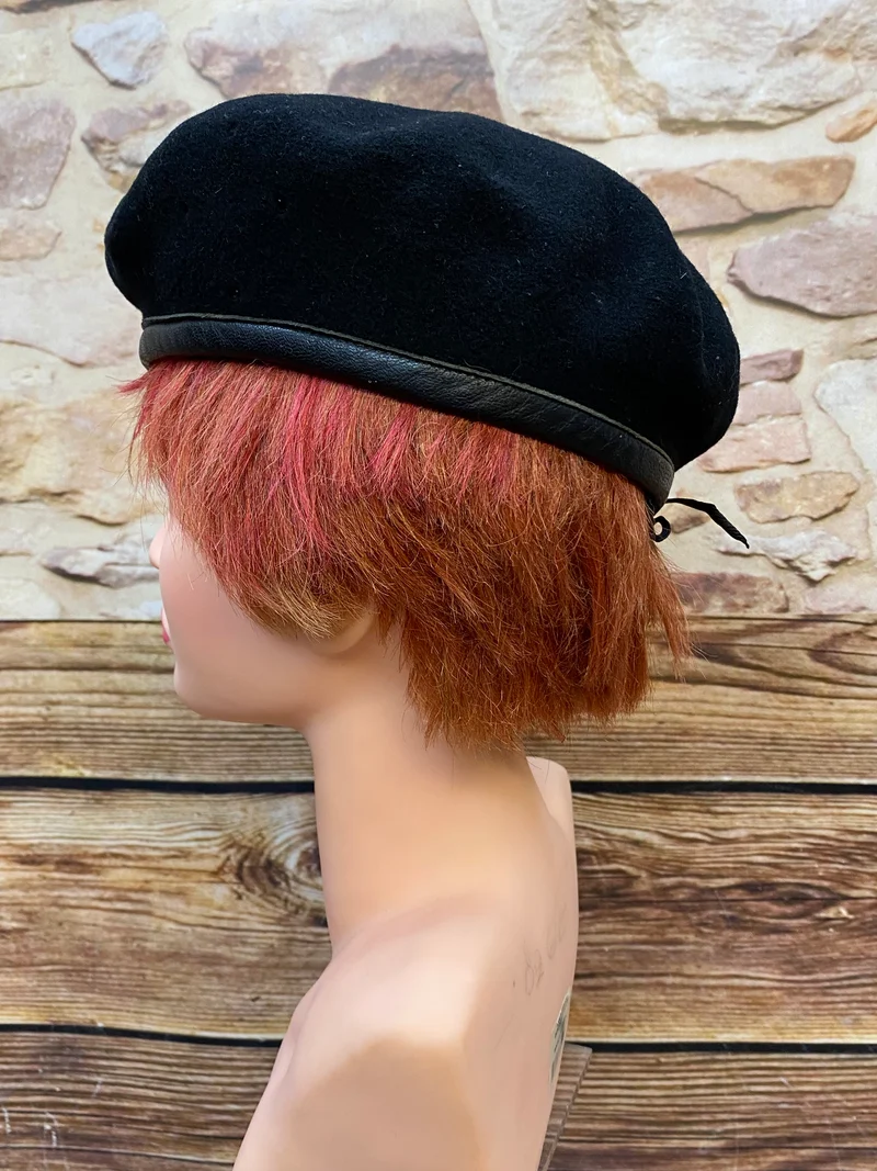 Vintage Uniform-Barett schwarz Gr. 57