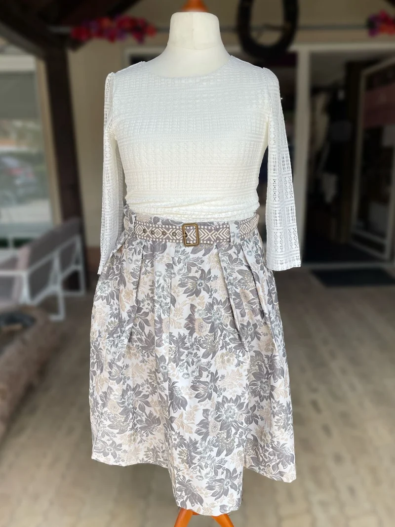 Trachten Rock Midi, Catelyn, silber, grau Krüger Collections 65 cm