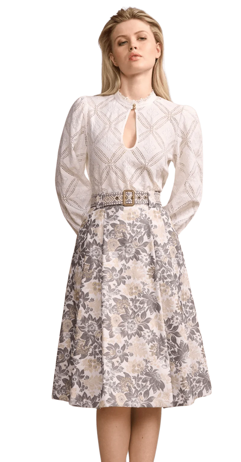 Trachten Rock Midi, Catelyn, silber, grau Krüger Collections 65 cm