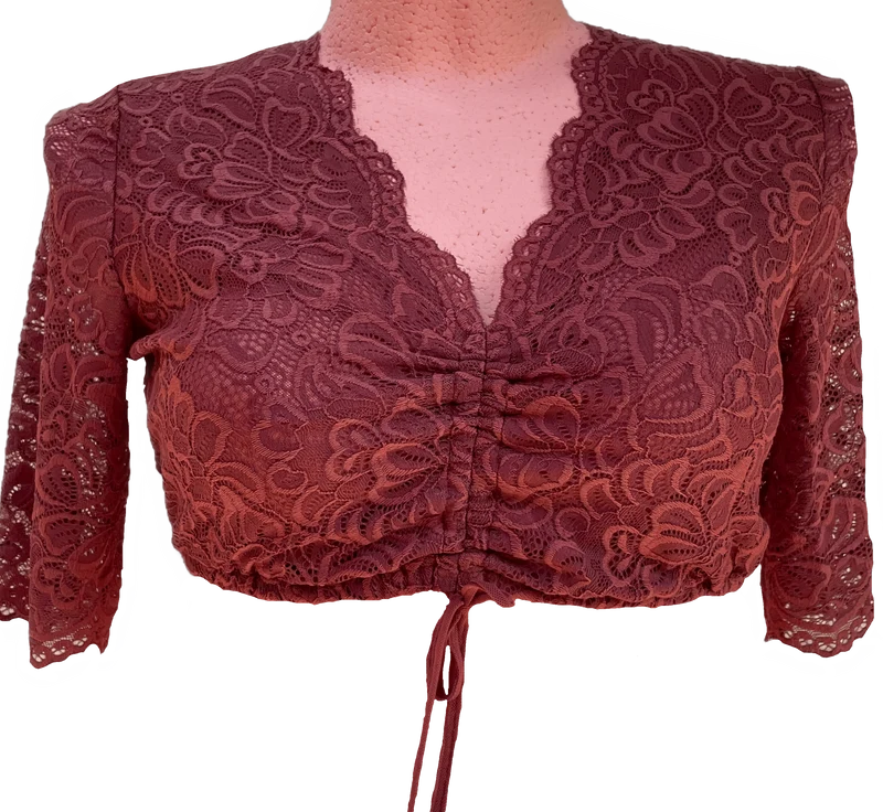 Dirndlbluse Spieth & Wensky Ansbach, rost orange Spitze