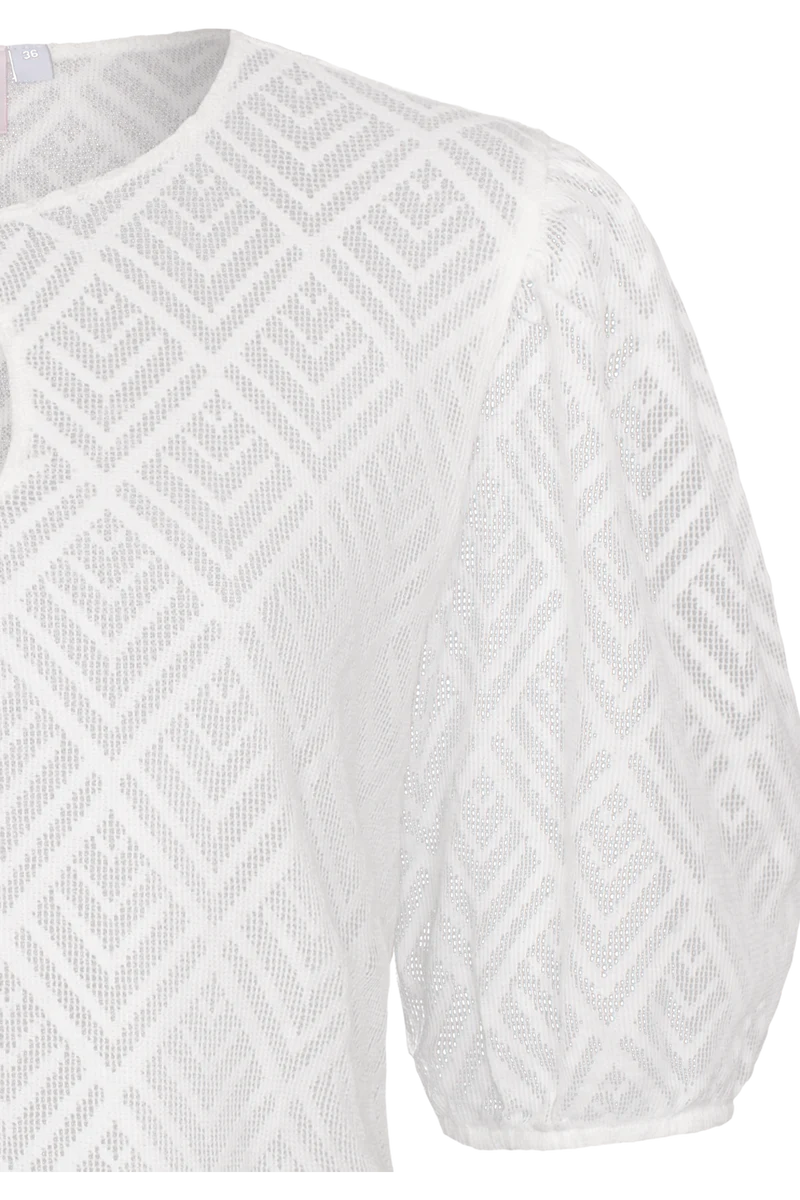 Damen Trachtenbluse gemustert mit Lochausschnitt - offwhite