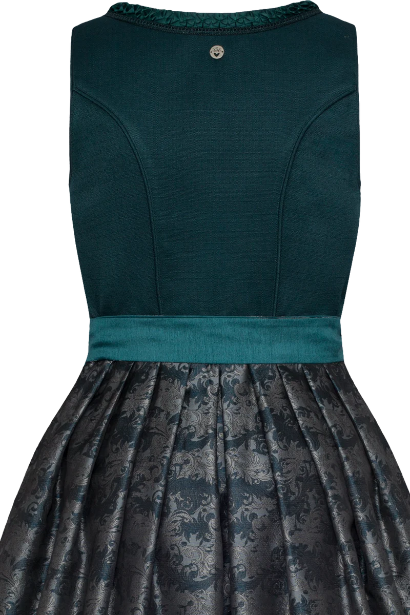 Monochromes Dirndl lang mit Jacquardrock - petrol