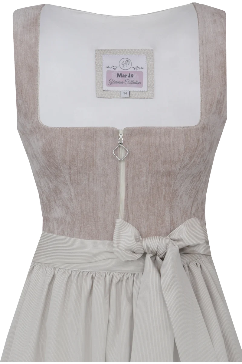 Midi-Dirndl mit Samtmieder - beige