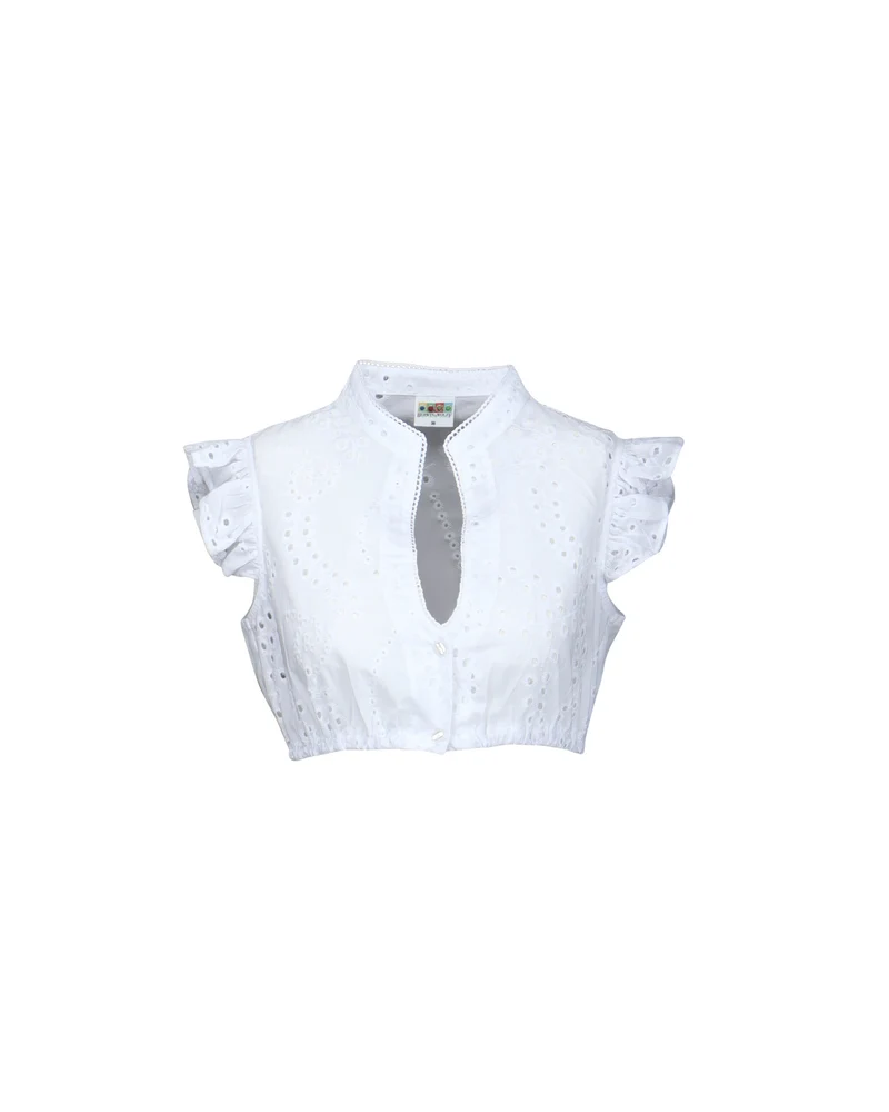Bestickte Dirndlbluse mit Stehkragen und Ärmchen