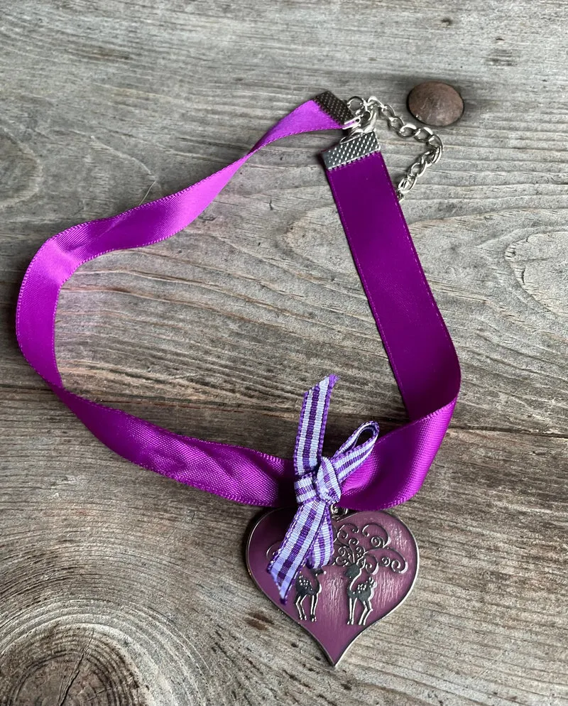 Trachten Kette Kropfband, Krüger, Satin Herz,versch. Farben