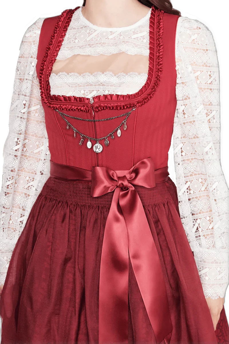 Dirndl Krüger Collections, Shiloh, 70 cm, rot mit Charivari, große Größen