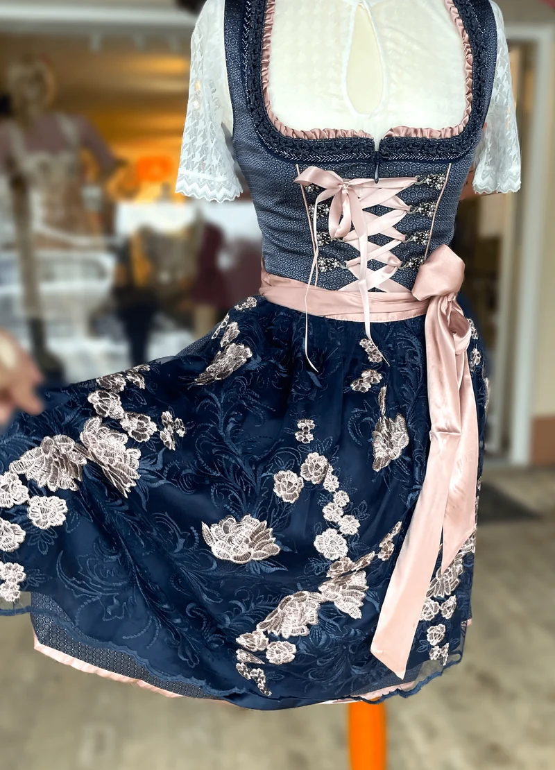 Dirndl Krüger Madl, Tracy, blau rosa, 60 cm, Midi