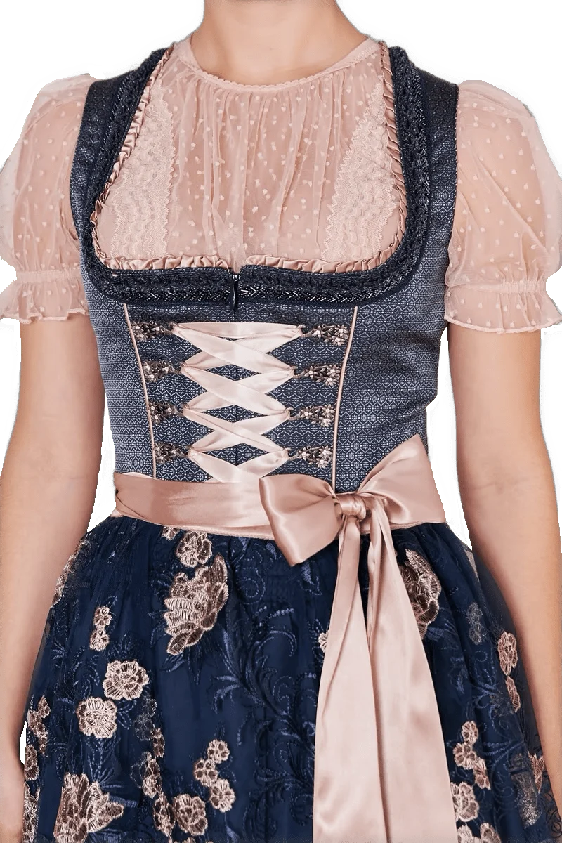 Dirndl Krüger Madl, Tracy, blau rosa, 60 cm, Midi