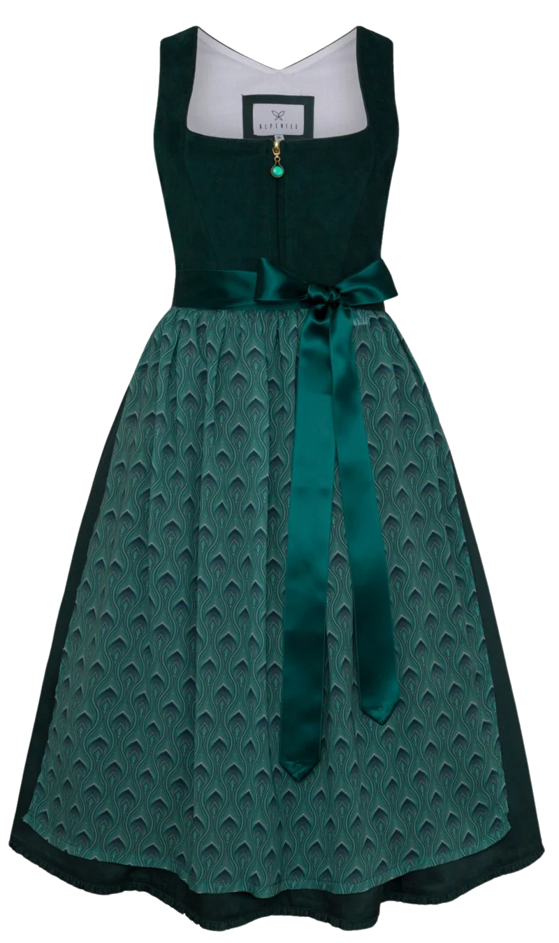 Dirndl Alpenfee, Rona, Petrol, Corddirndl, Midi 70 cm