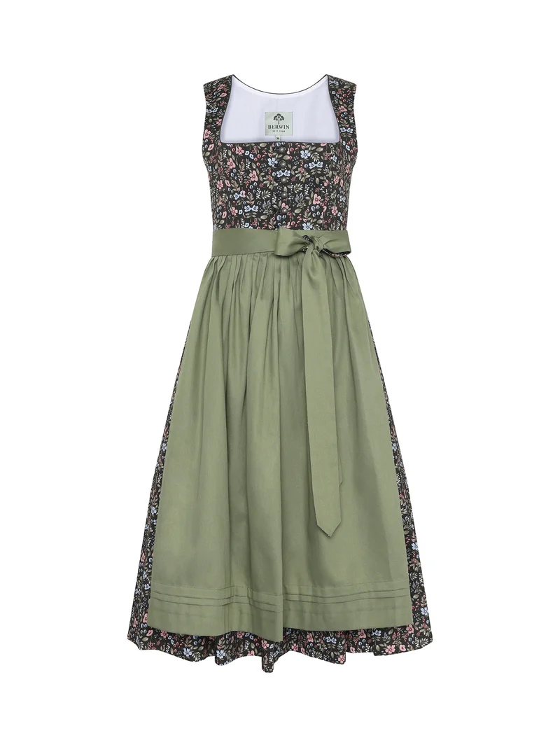 Blumendirndl mit einfarbiger Schürze