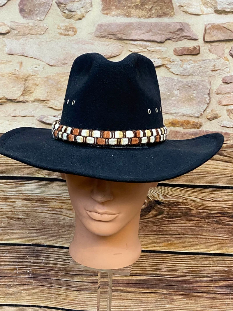Schwarzer Vintage Cowboyhut Stars & Stripes USA 6 7/8