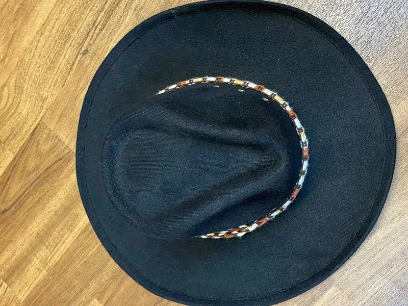 Schwarzer Vintage Cowboyhut Stars & Stripes USA 6 7/8