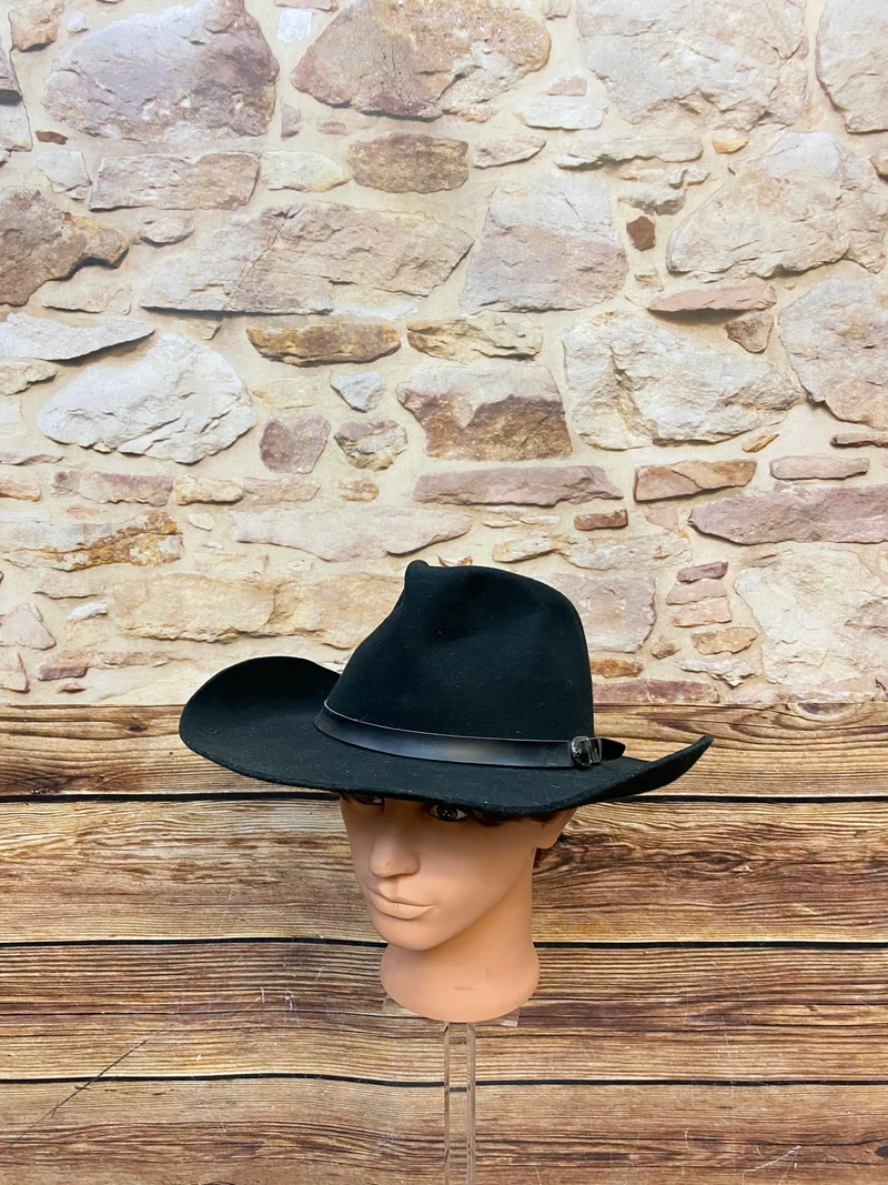 Schwarzer Vintage Woll-Cowboyhut Gr. 61