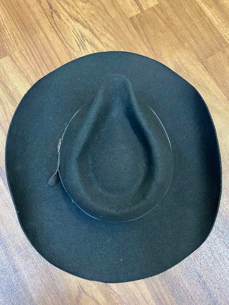 Schwarzer Vintage Woll-Cowboyhut Gr. 61