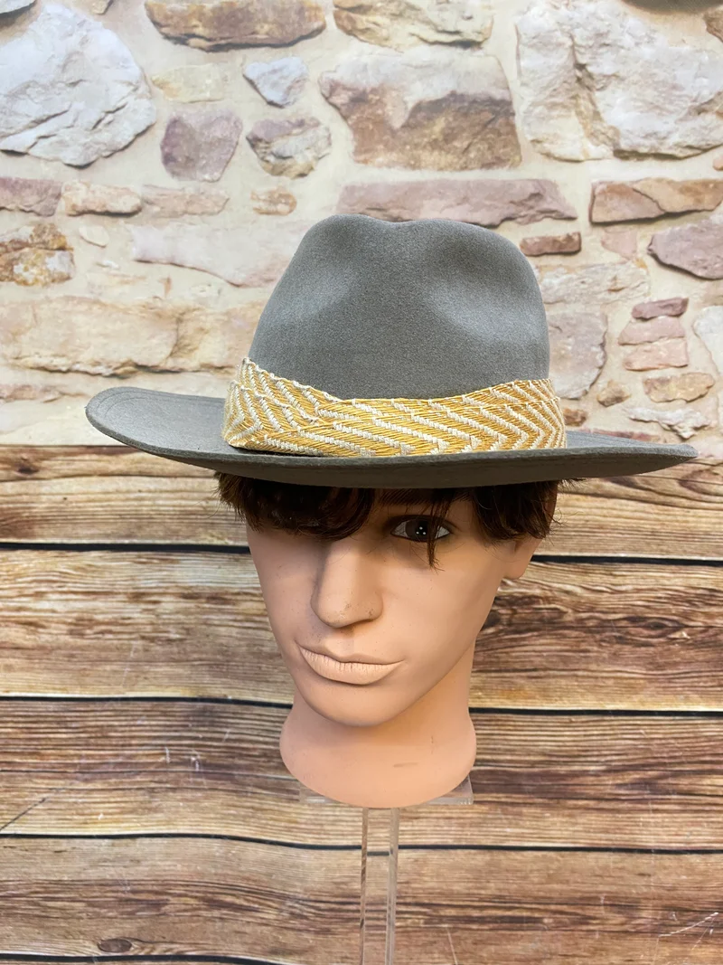 Vintage Fedora Haarfilz Gr. 56 grau