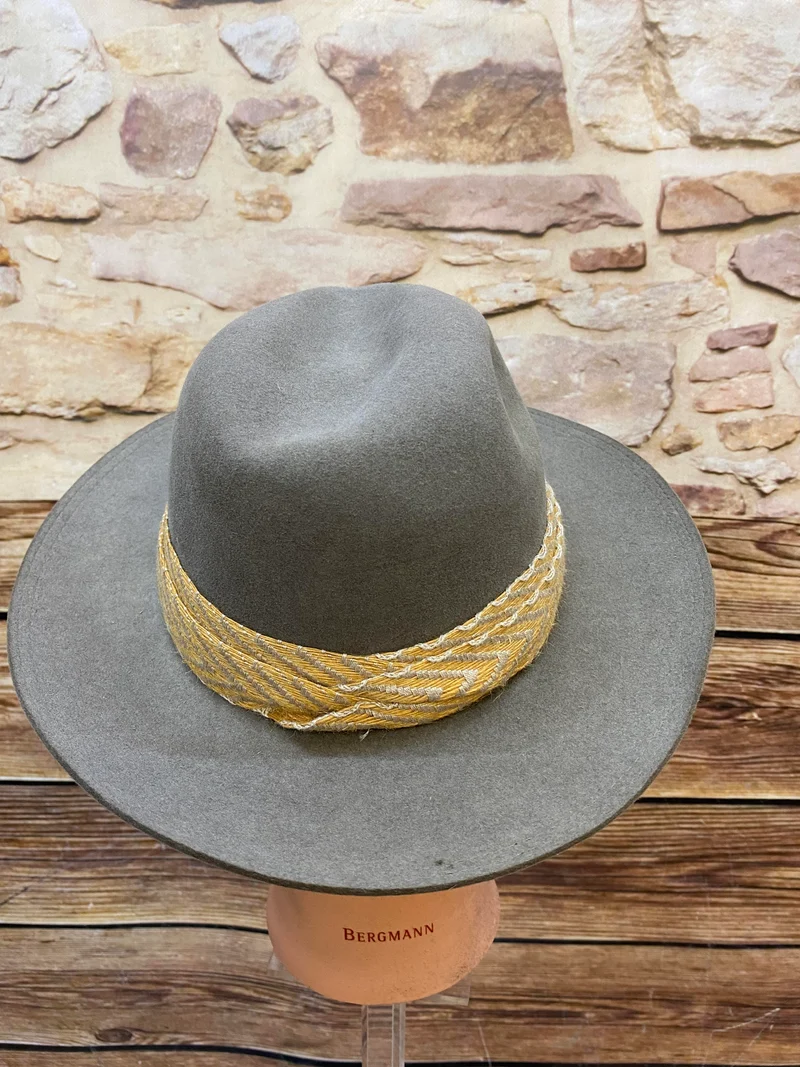 Vintage Fedora Haarfilz Gr. 56 grau
