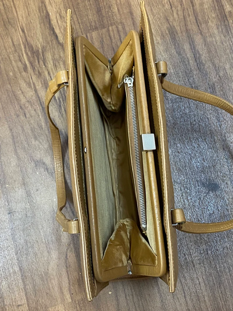 Vintage Handtasche Cognac mit Kroko-Prägung