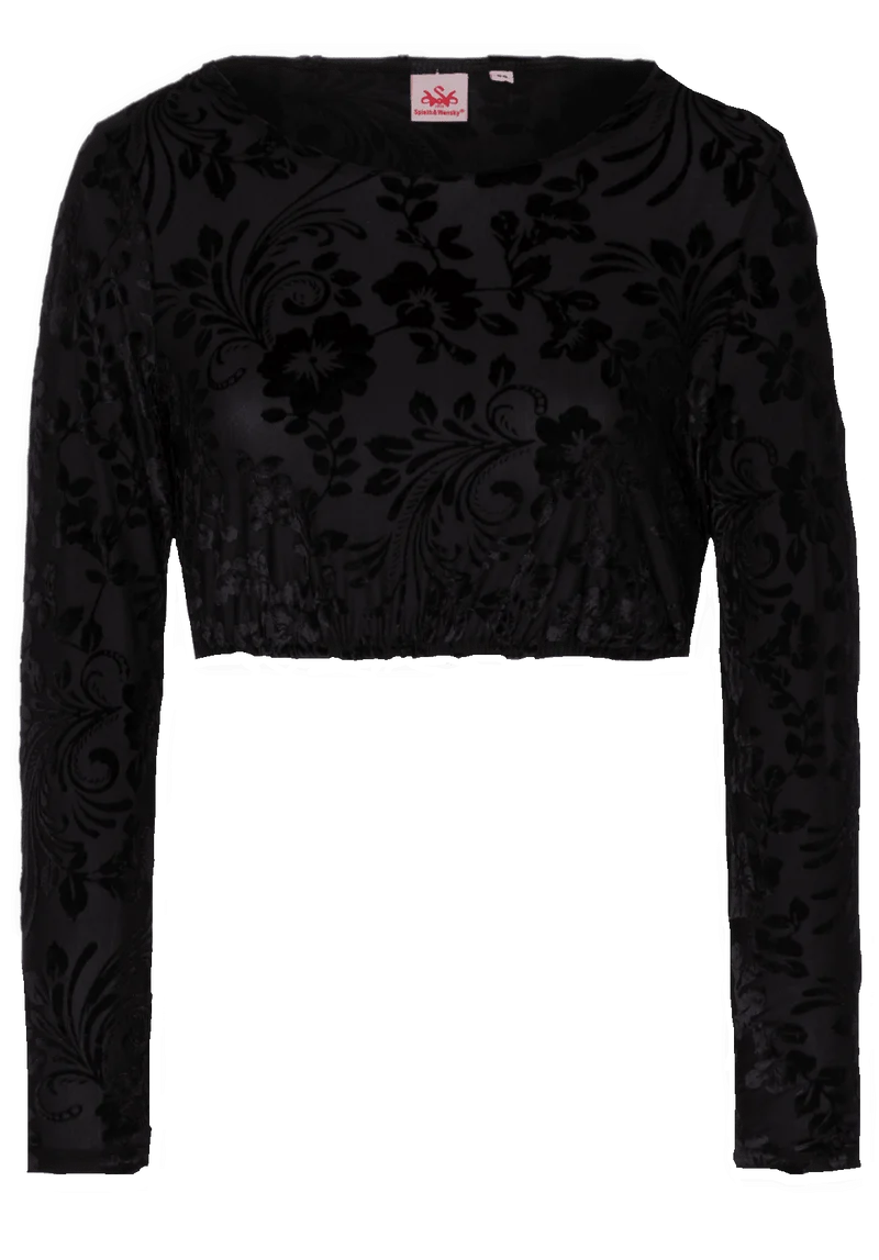Dirndlbluse, Spieth & Wensky Elfenblume, hochgeschlossen, schwarz