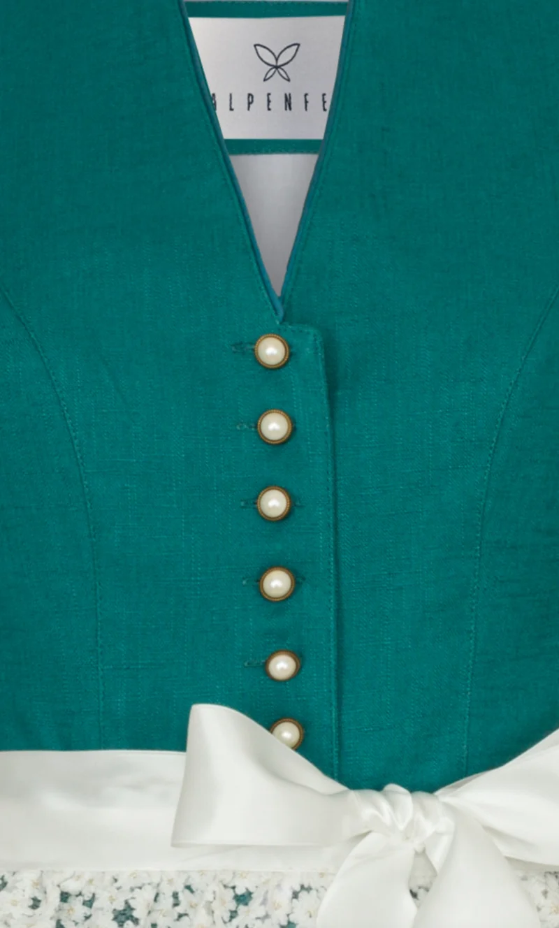 Dirndl Alpenfee, Xara petrol, hochgeschlossen 60 cm, Große Größen