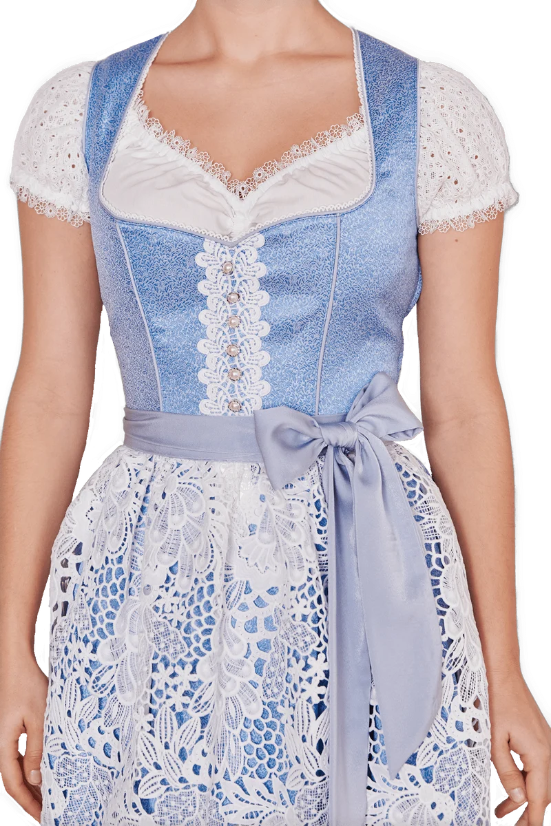Dirndl Krüger Madl, Shania, blau weiß, 60 cm, Midi