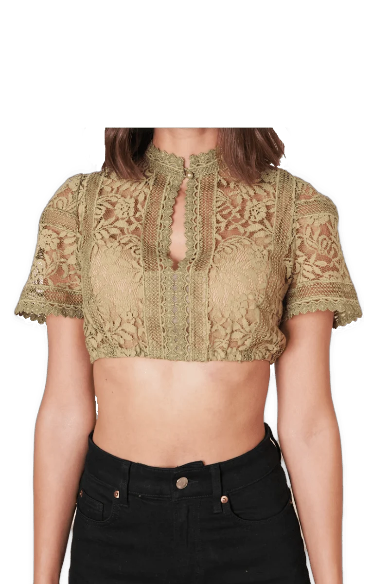 Dirndlbluse Krüger Collections, Benedicta, schilfgrün, grün, Gr. 38