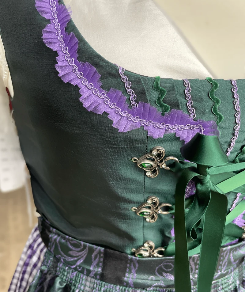 Dirndl Hammerschmid, Midi 70 cm, lila grün, kariert
