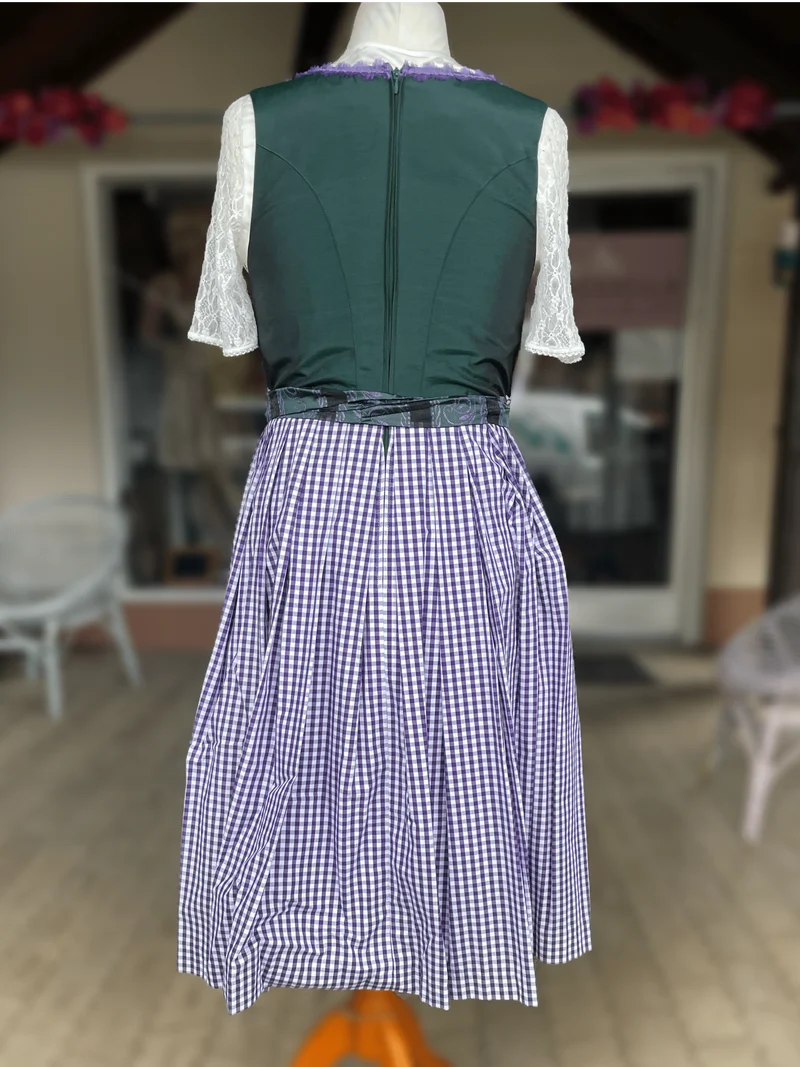 Dirndl Hammerschmid, Midi 70 cm, lila grün, kariert