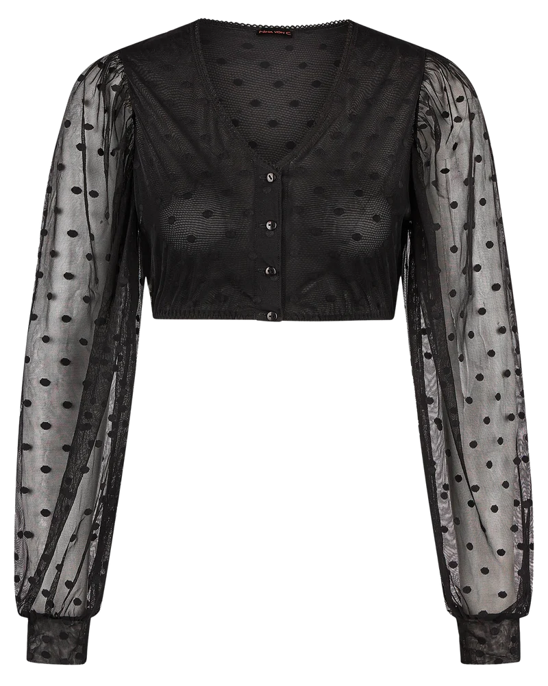 Dirndlbluse Nina von C., Justine, schwarz, Spitze, langarm