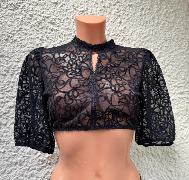Dirndlbluse Nina von C., Simone, schwarz, Spitze, halbarm