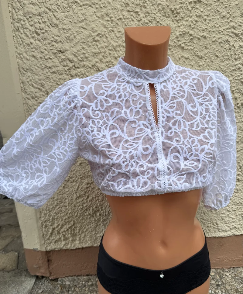 Dirndlbluse Nina von C., Simone, weiß, Spitze, halbarm