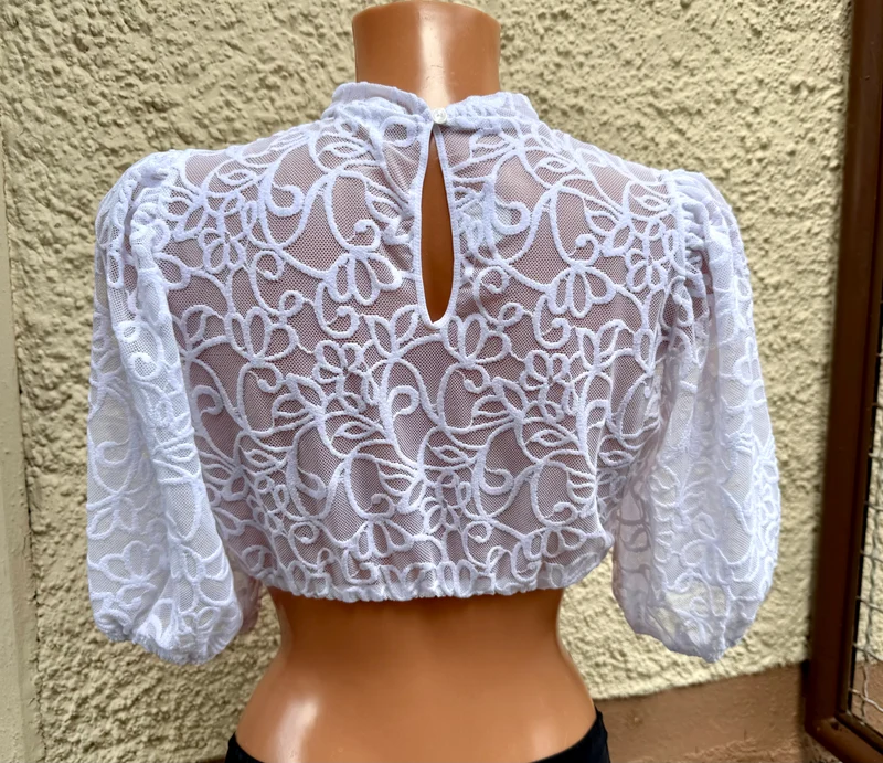 Dirndlbluse Nina von C., Simone, weiß, Spitze, halbarm