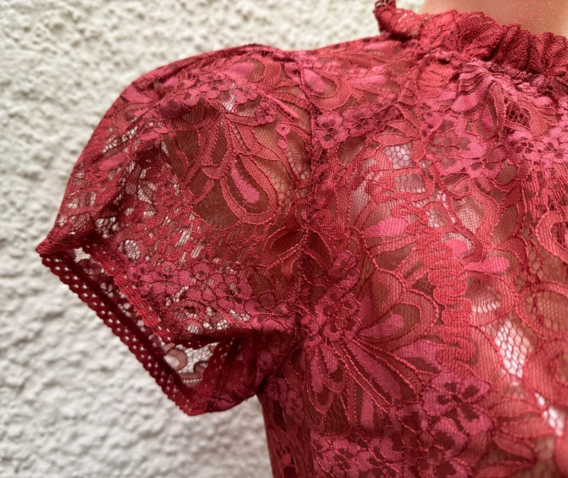 Dirndlbluse Krüger Madl, Jacira, rot, rost, Spitze