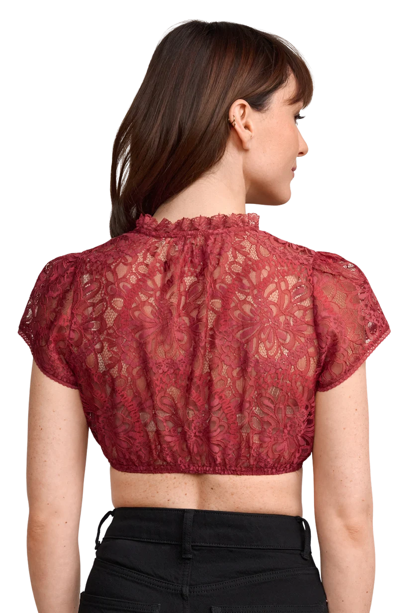 Dirndlbluse Krüger Madl, Jacira, rot, rost, Spitze