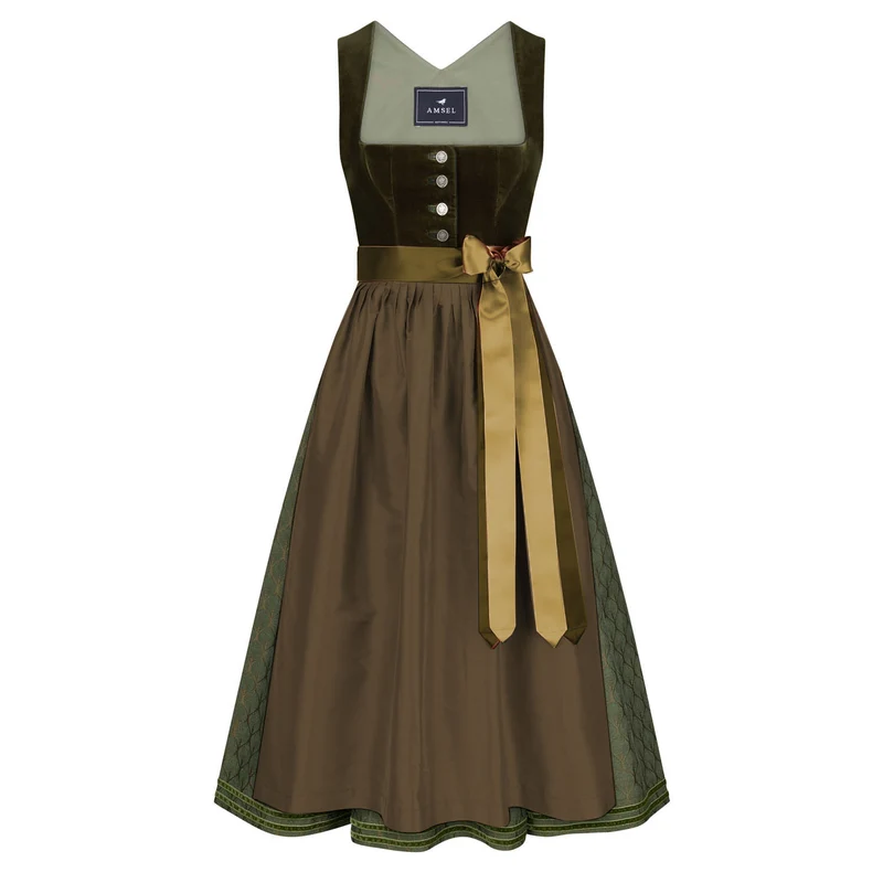 Samtdirndl Olivia Olivgrün 2026 (lang)