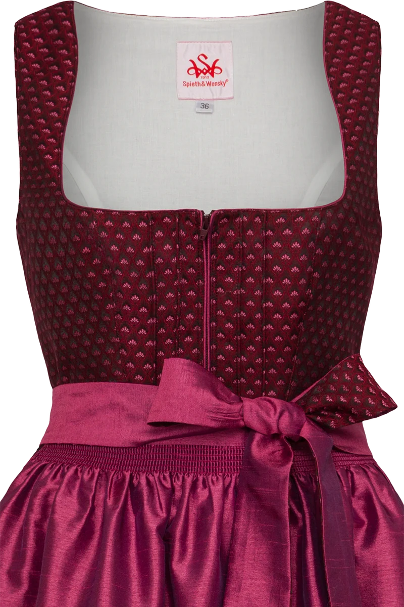 Langes Dirndl mit schimmerndem Jacquard-Mieder