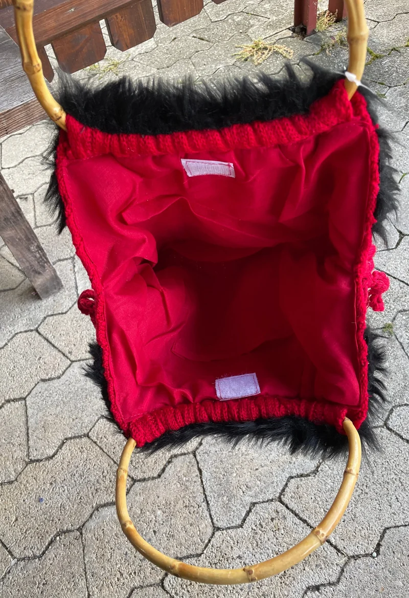 Tasche, Landhaus gestrickt, rot/Schwarz, Handtasche
