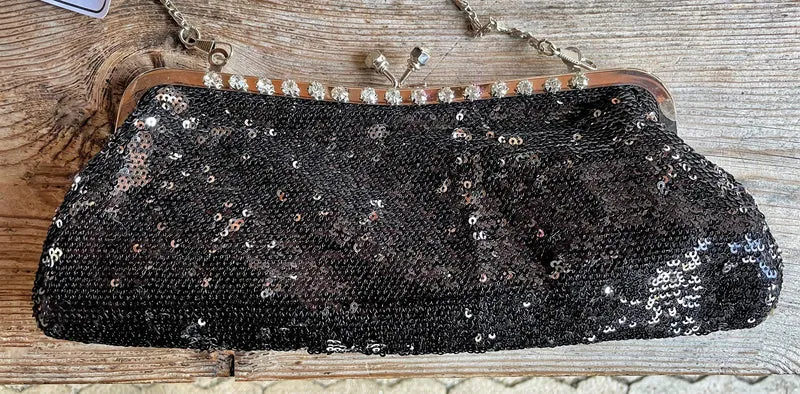 Handtasche, Tasche, Clutch Wende Pailletten schwarz