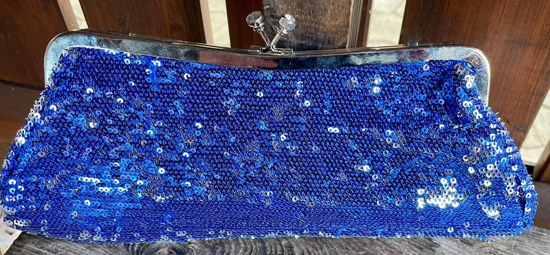Handtasche, Tasche, Clutch Wende Pailletten blau